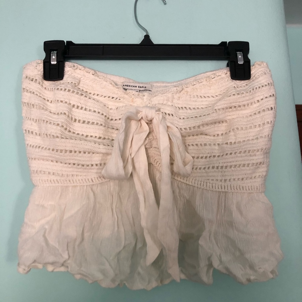 White strapless tubed babydoll top